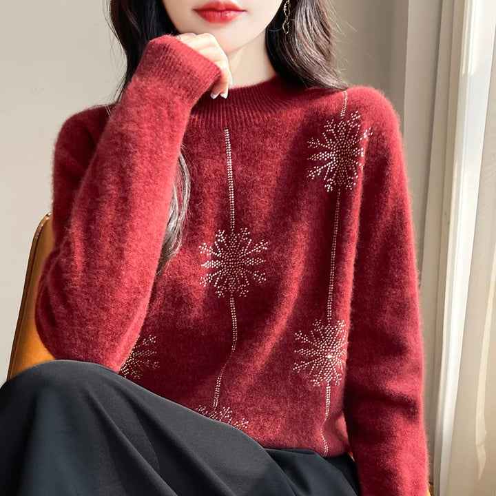 Sweter z wzorem w płatki śniegu