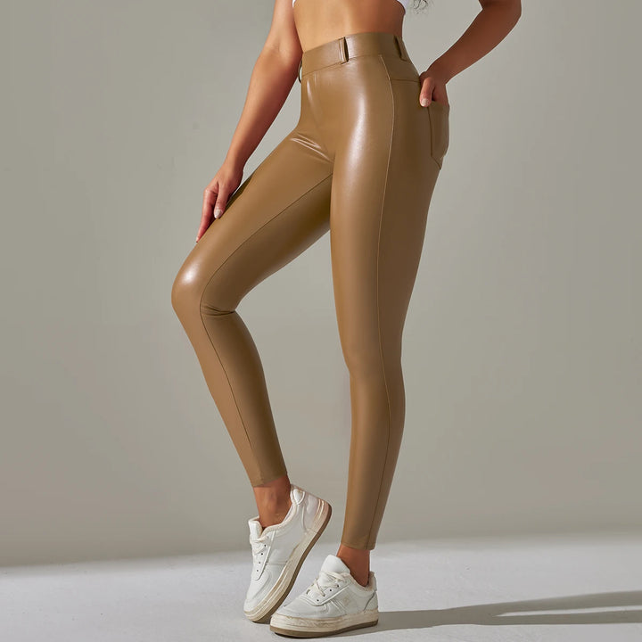 Błyszczące legginsy