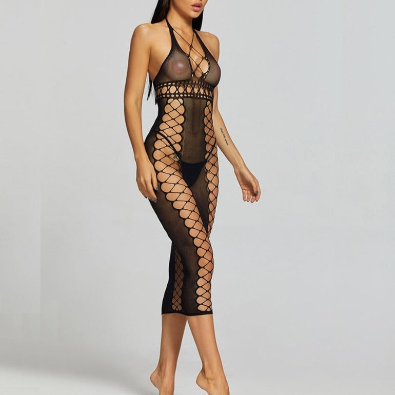 Siateczkowa sukienka midi