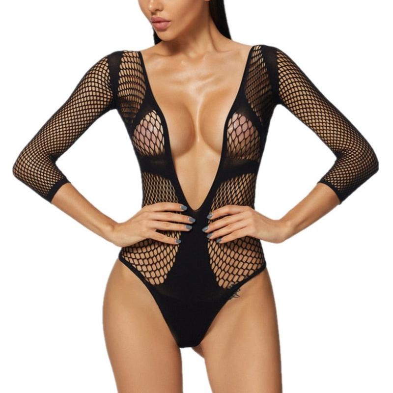 Bodystocking z głębokim dekoltem