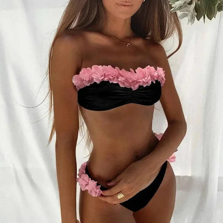 Strój bikini z kwiatami 3D