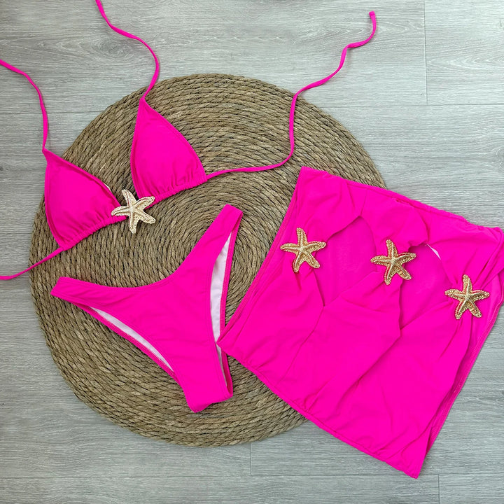 3-częściowy komplet bikini z rozgwiazdą