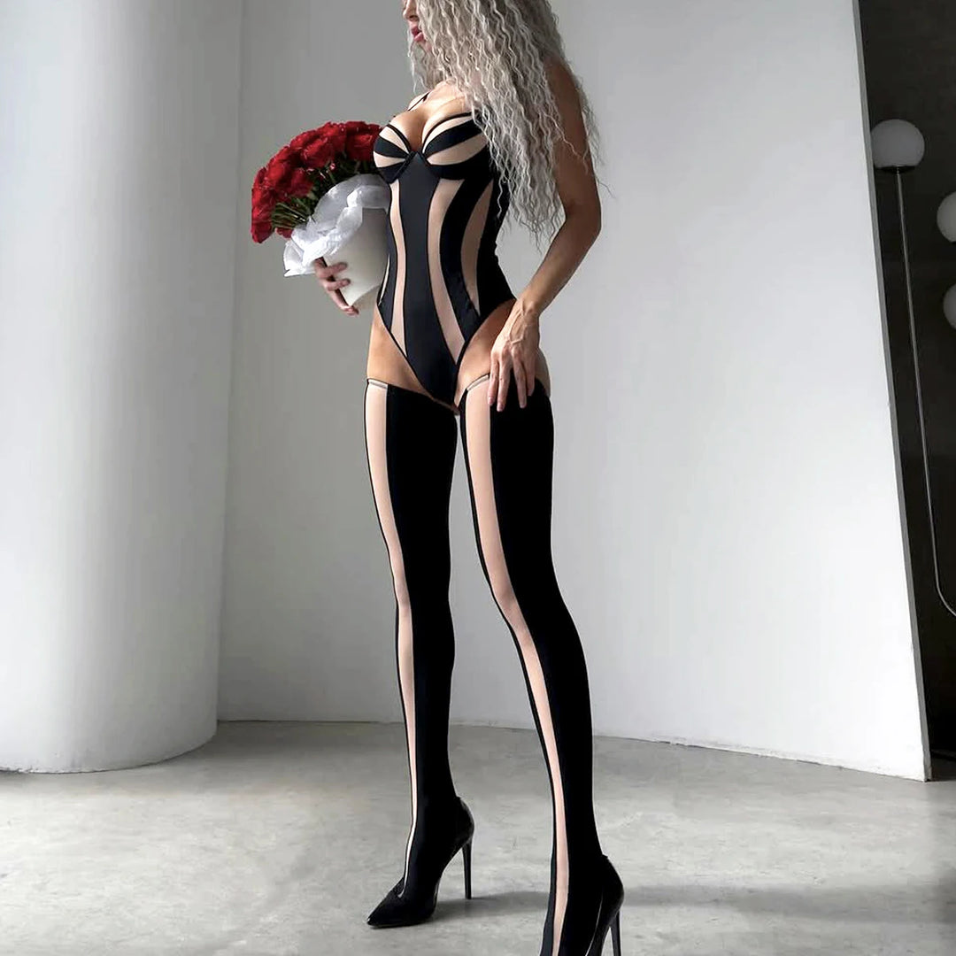 Body w pasy z pończochami