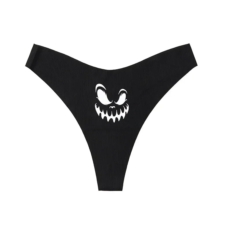 Czarne stringi z nadrukiem halloweenowym Stringi - Provoness