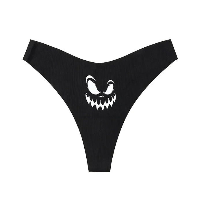 Czarne stringi z nadrukiem halloweenowym Stringi - Provoness