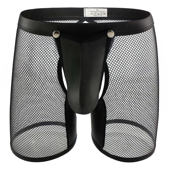 Męskie bokserki z siateczki i ekoskóry - Provoness