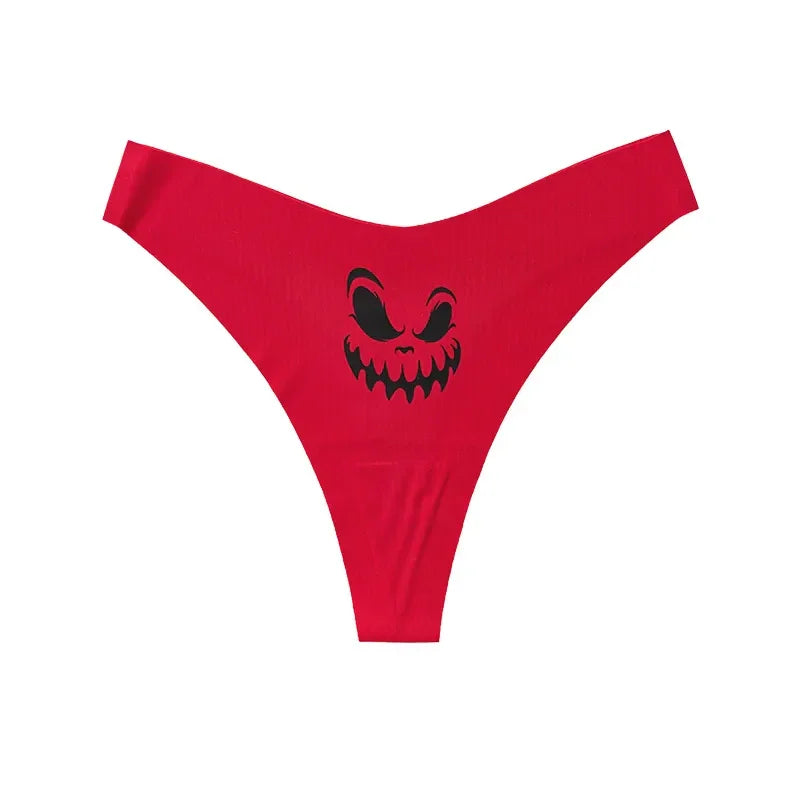 Czarne stringi z nadrukiem halloweenowym Stringi - Provoness