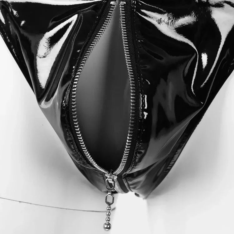 Męskie slipy z ekoskóry z zamkiem - Provoness