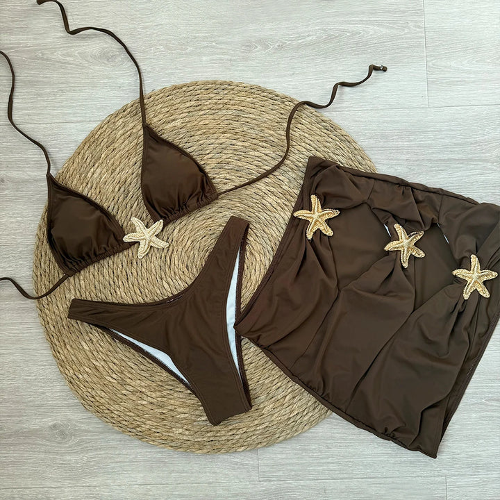 3-częściowy komplet bikini z rozgwiazdą