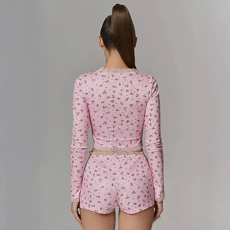 Komplet piżamowy w kwiatowy print - Provoness