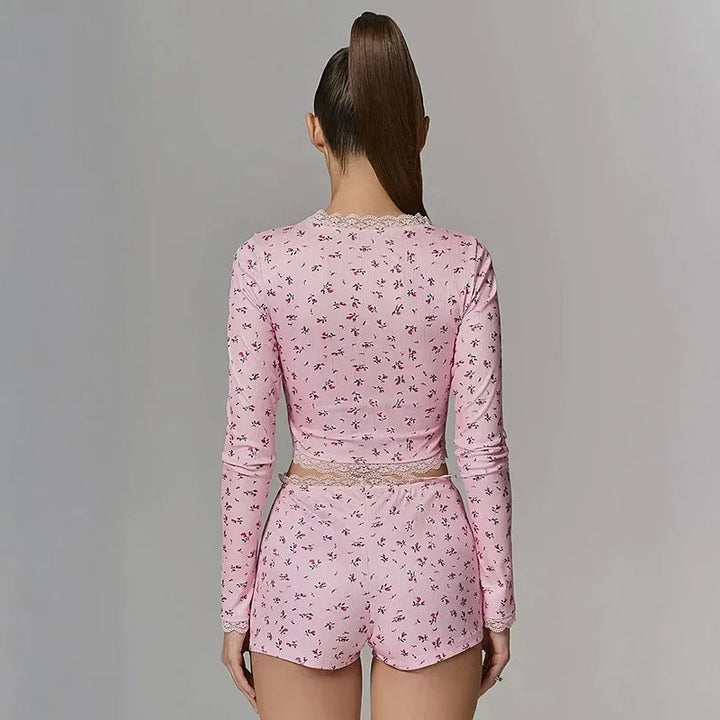 Komplet piżamowy w kwiatowy print - Provoness