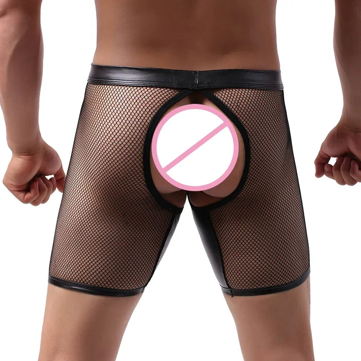 Męskie bokserki z siateczki i ekoskóry - Provoness